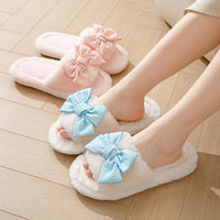 Women's Cotton Slippers Bowknot Home Plush
