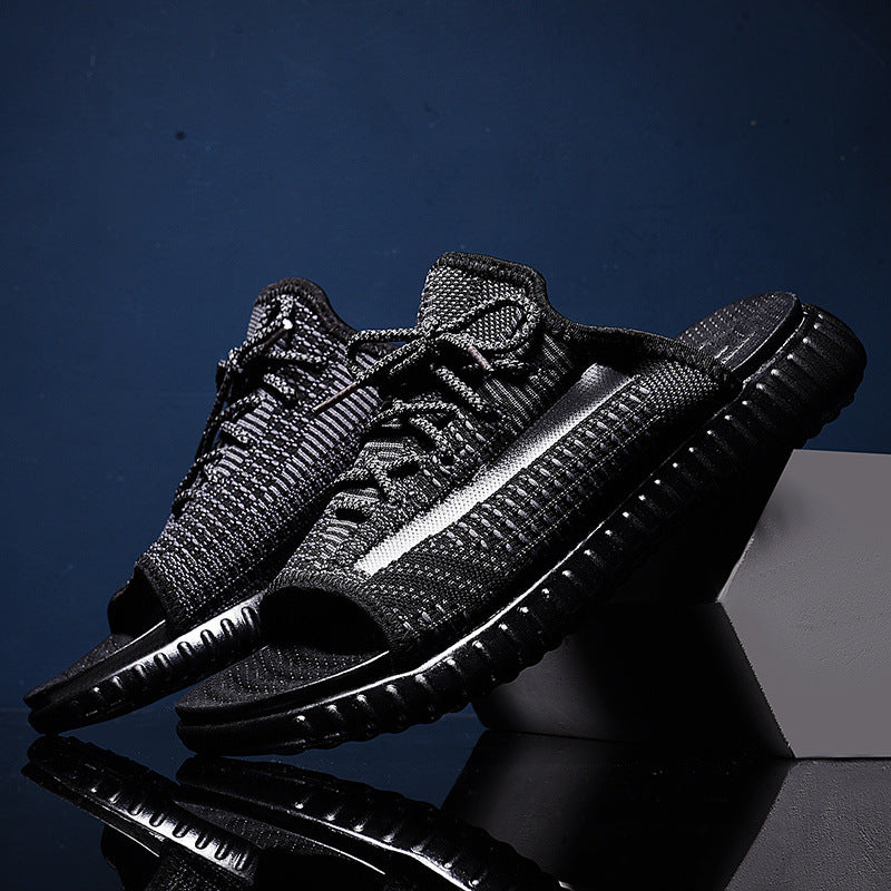 Men's couple in beach shoes