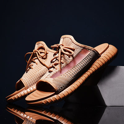 Men's couple in beach shoes