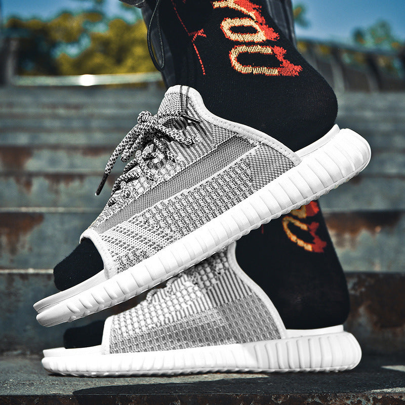 Men's couple in beach shoes