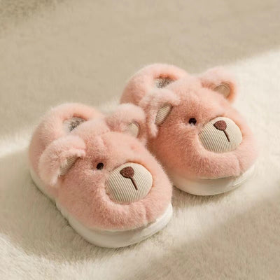 Plush Slippers Home Cotton Slippers Heel-wrapping Shoes Boys And Girls Warm Shoes