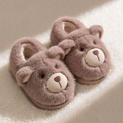 Plush Slippers Home Cotton Slippers Heel-wrapping Shoes Boys And Girls Warm Shoes